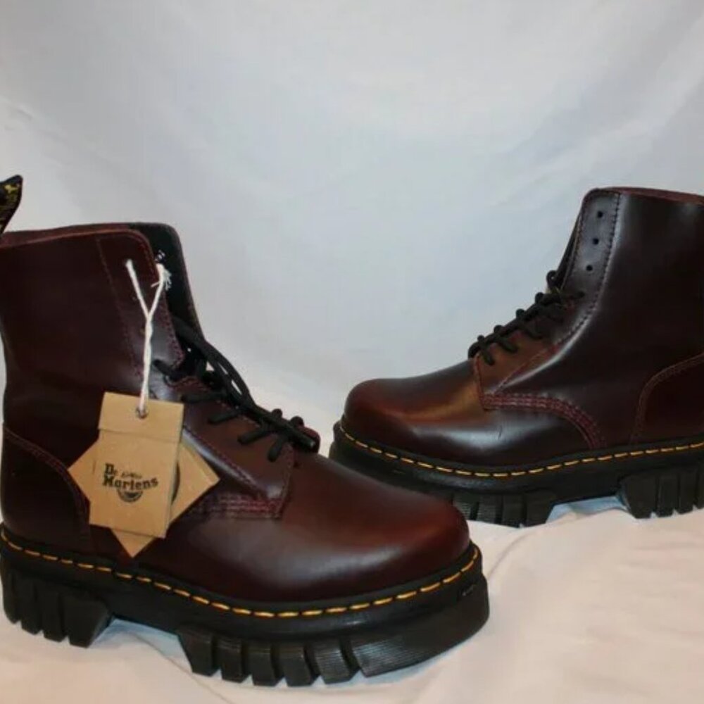 NEW RARE DR. MARTENS AUDRICK 8 EYE PLATFORM LACE UP COMBAT BOOTS CHARRO COLOR!! - Picture 3 of 7